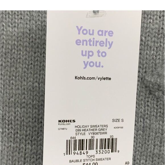 VYLETTE SWEATER MOTHER MEDIUM JR GRAY BAUBLE STITCH POM POM SOFT CLASSIC. - Picture 7 of 12